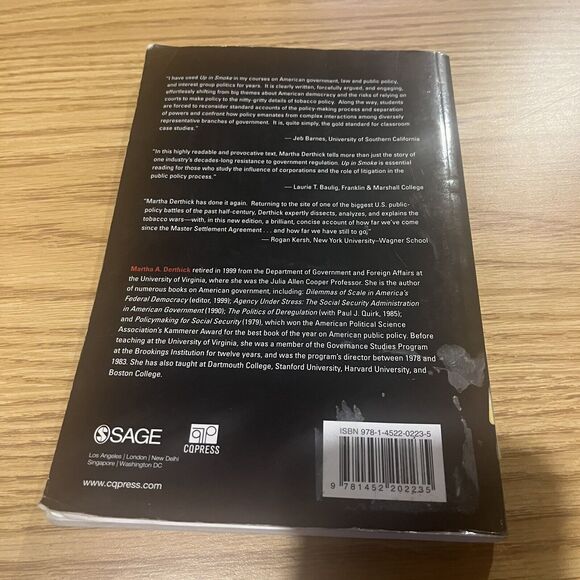 Up in Smoke: From Legislation to Litigation in Tobacco Politics Derthick 3rd Ed - Picture 6 of 6